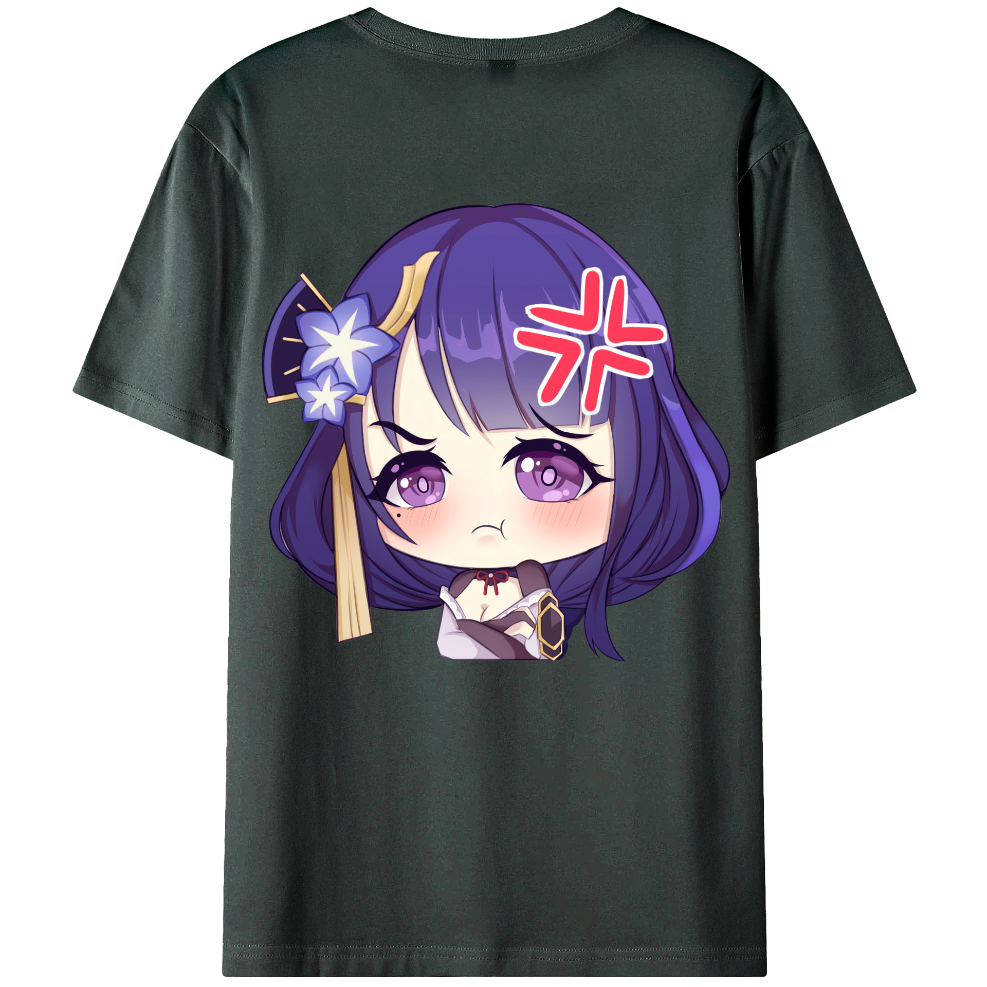 げんし神 雷電将軍 らいでんしょうぐん genshin Raiden Shogun 綿100％ メンズ半袖Tシャツ（バックプリント） 通気性